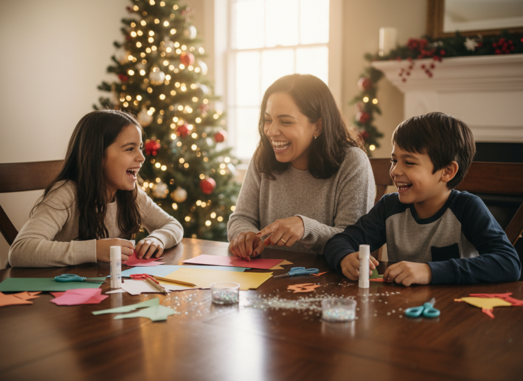 Mãe fazendo uma pausa com chá para recarregar e viver um natal sem culpa