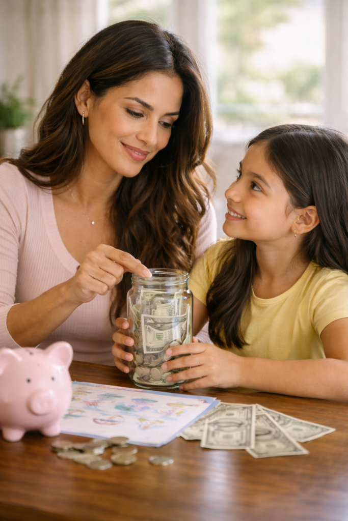 mae ensinando educacao financeira infantil para filha